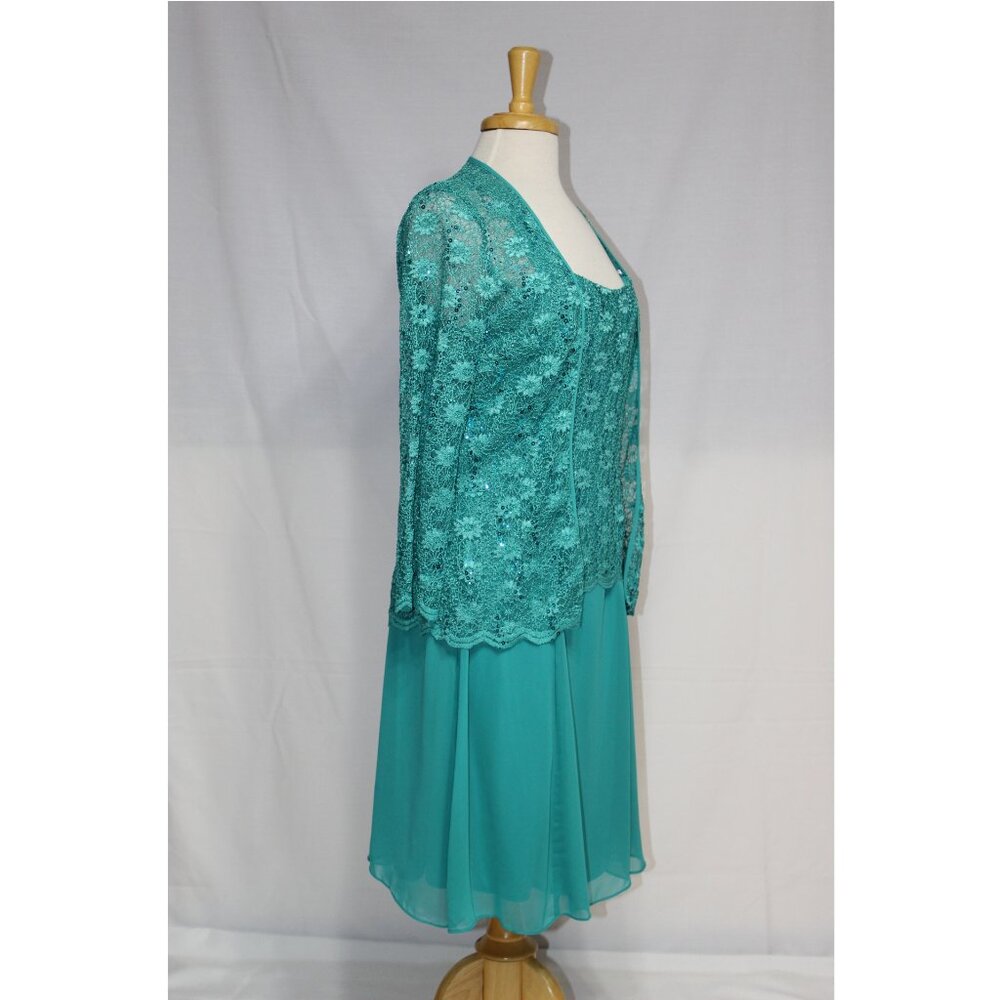 Eva USA Mother of Bride Groom Dress-Knee Length-#3171-SIZE L-JADE GREEN-NWTags - Picture 6 of 7